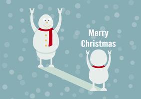 Snowman family portrait on blue background for Merry Christmas on 25 December. The son will become father.