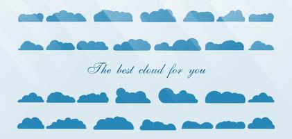 Set of the best cloud isolated on blue background with text space and light. vector