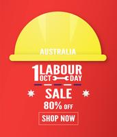 Banner background for Labour day, Austratlia, in 1 october. Vector illustration in paper cut and digital craft.