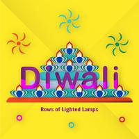 Invitation card for Diwali festival of Hindu. Vector illustration design in paper cut style.