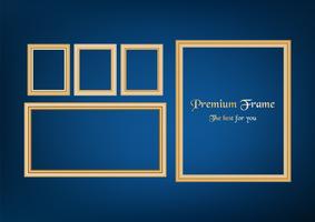 Set of decorative frame picture with gold border, Vector design on blue background with copy space in premium concept.