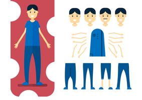 Character design element of man with body parts. Vector illustration in flat style.