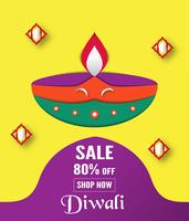 Diwali es un festival de luces de hindú para el fondo de invitación, banner web, publicidad. Diseño de ilustración vectorial en papel cortado y estilo de arte. vector