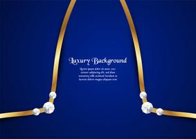 Abstract blue background in premium concept with golden border. Template design for cover, business presentation, web banner, wedding invitation and luxury packaging. vector
