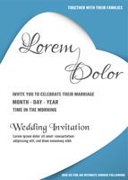 Wedding invitation is soft blue and white color. Vector illustration in flat and paper cut style.
