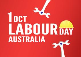 Banner de fondo para el día del trabajo, Austratlia, en 1 de octubre. Ilustración vectorial en papel cortado y artesanía digital. vector