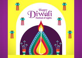 Invitation background for Diwali, festival of lights of Hindu. Vector illustration design in paper cut and craft style.