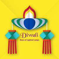 Invitation card for Diwali festival of Hindu. Vector illustration design in paper cut style.