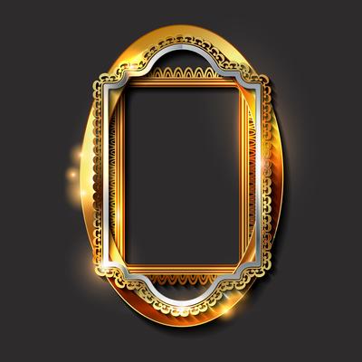 Decorative vintage golden frames and borders