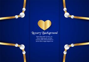 Abstract blue background in premium concept with golden border. Template design for cover, business presentation, web banner, wedding invitation and luxury packaging. vector