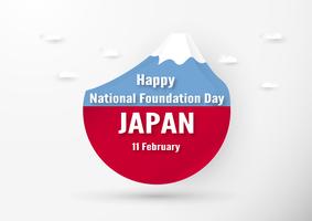 Feliz día de la fundación nacional 2019 para los japoneses. Diseño de plantillas en estilo flatlay. Illlustration del vector con concepto del corte y del arte del papel.