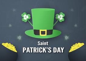 Template for St. Patrick's Day on Sunday, March 17. Vector illustration in 3D paper cut and craft style.