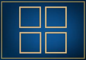 Set of decorative frame picture with gold border, Vector design on blue background with copy space in premium concept.