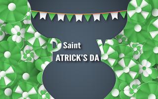 Template for St. Patrick's Day on Sunday, March 17. Vector illustration in 3D paper cut and craft style.