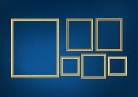 Set of decorative frame picture with gold border, Vector design on blue background with copy space in premium concept.