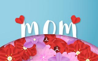 Template design for happy mother's day. Vector illustration in paper cut and craft style. Decoration background with flowers for invitation, cover, banner, advertisement.