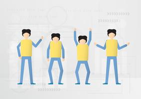 Character design with future people isolated on technology background.  vector