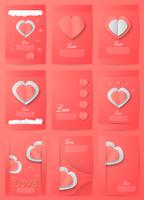 Set of Invitation background in paper cut style with copy space.Template design for cover, web banner and packaging. Vector illustration for Valentine's day.