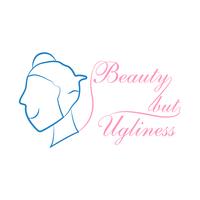 Slogan design in concept of beautiful and ugly  for advertisement, T shirt, cover, banner, template, apparel and brochure. Vector illustration in flat design with pink and blue colors.