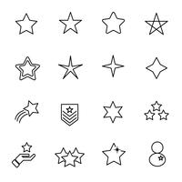 Vector conjunto de iconos de estrellas. Concepto de signo y símbolo. Tema de icono de línea delgada. Fondo blanco aislado Ilustración vectorial