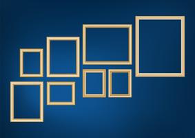 Set of decorative frame picture with gold border, Vector design on blue background with copy space in premium concept.