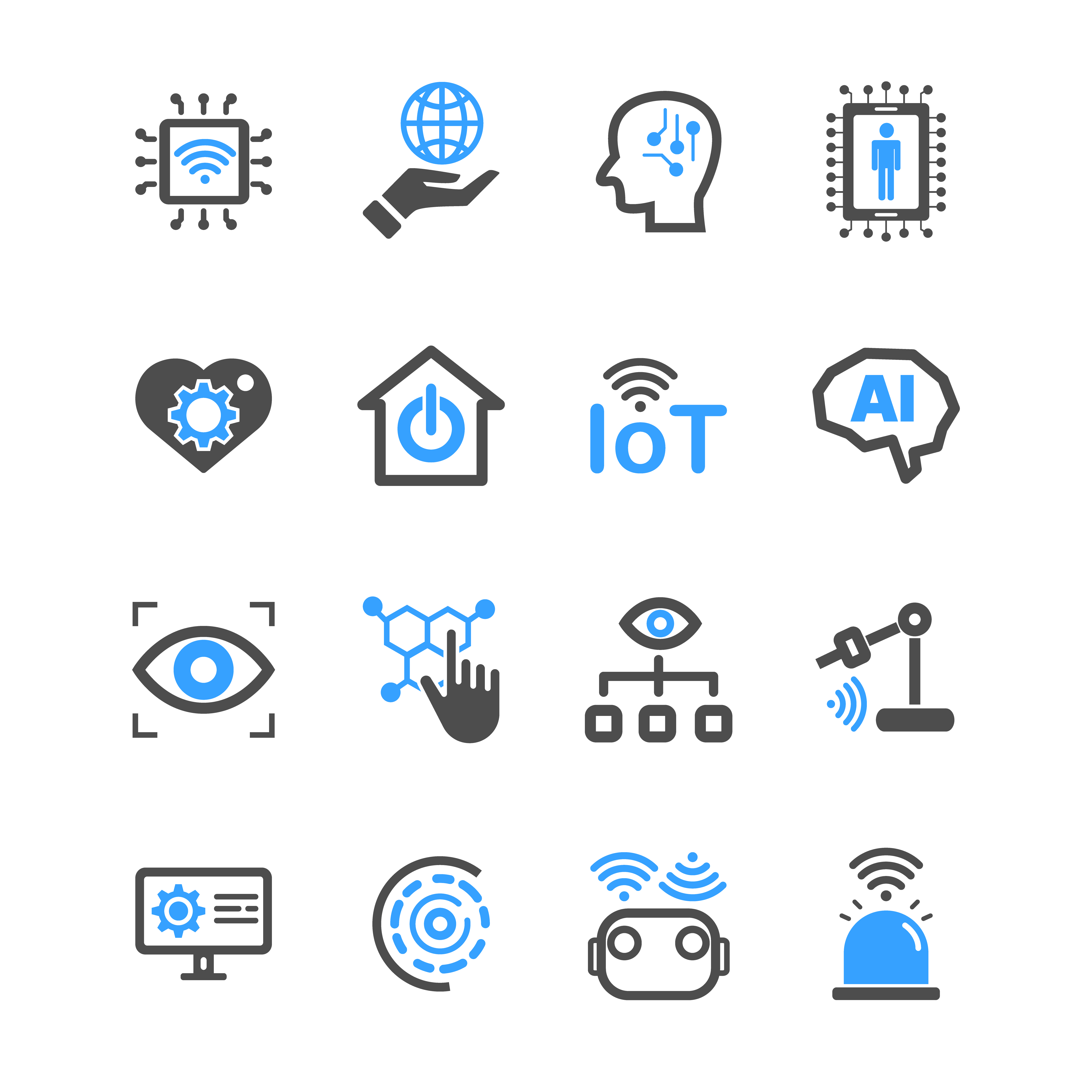 Internet Of Things And Artificial Intelligence Icons Robot And Industrial Technology Concept Glyph And Outlines Stroke Sign And Symbol Theme Vector Illustration Graphic Design Collection Set Download Free Vectors Clipart Graphics