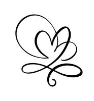 Dibujado a mano dos signos de amor del corazón. Vector de caligrafía romántica del día de san valentín. Símbolo del icono de Concepn para la camiseta, tarjeta de felicitación, boda del cartel. Ilustración de elemento plano de diseño