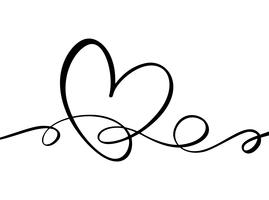 Dibujado a mano corazón signo de amor. Vector de caligrafía romántica del día de san valentín. Símbolo del icono de Concepn para la camiseta, tarjeta de felicitación, boda del cartel. Ilustración de elemento plano de diseño