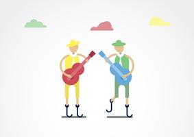 Character design of disable person that is musician with colorful cloth isolated on grey background. vector