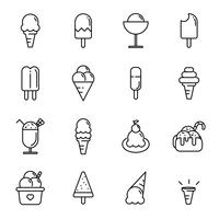 Ice cream icon set. Food and dessert concept. Thin line icon theme. Outline stroke symbol icons. White isolated background. Illustration vector. vector