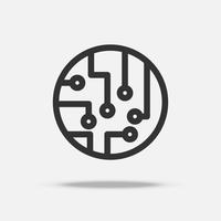 Circuit board icon vector. Thin line icon. Quantum technology and digital transformation concept. vector