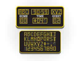 Digital score board for sport information. Illustration vector. Scoreboard of football or soccer. Large digital billboard of stadium concept. vector