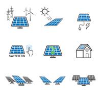 Solar cell icons. Power and Energy concept. Illustration vector collection set. Sign and Symbol theme.
