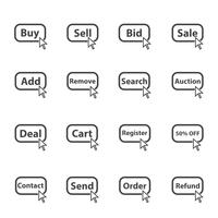 Conjunto de iconos de botón de compras en línea. ilustración vectorial Internet y tema de conexión. vector