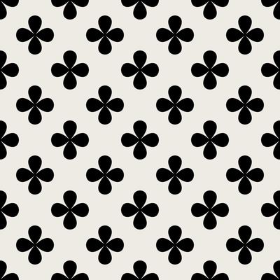 Seamless pattern background. Abstract and Classical concept. Geometric creative design stylish theme. Illustration vector. Black and white color. Clover leaf shape