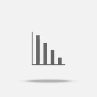 Fall down Bar Graph Flat design vector icon with shadow