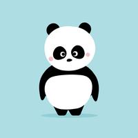 Panda linda que se coloca en fondo azul. Concepto de diseño de dibujos animados de carácter Kawaii. vector