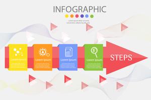 Diseñe el elemento infographic de la carta de los pasos de la plantilla 4 del negocio con la fecha para las presentaciones, vector EPS10 del lugar.