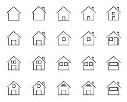 20 Home and house icons set. Living of people theme. White isolated background. Sign and symbol concept. Thin line icons
