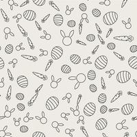 Seamless pattern background. Abstract and Classical concept. Geometric creative design stylish theme. Illustration vector. Black and white color. Rabbit carrot and Easter egg shape for Easter day vector