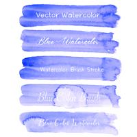 Blue brush stroke watercolor on white background. Vector illustration.