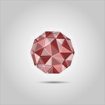 Red polygon sphere shape vector icon