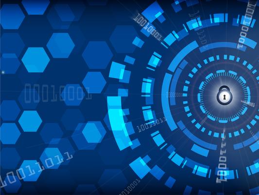Blue Cyber Security Background with lock and digital, Technology and Information concept