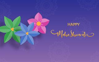 Happy Maha Shivaratri or Night of Shiva festival holiday with flower. Traditional event theme. vector