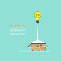 think outside the box concept bulb idea launch from box  vector