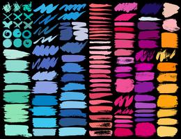 Big set of colorful brush strokes, Colorful ink grunge brush strokes. Vector illustration.