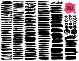Big set of brush strokes, Black ink grunge brush strokes. Vector illustration.	