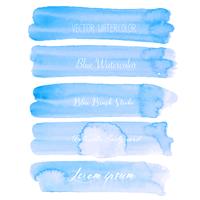 Blue brush stroke watercolor on white background. Vector illustration