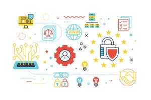 Data security protection concept illustration vector