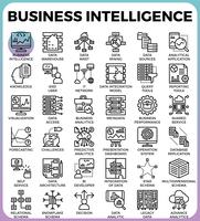 Iconos de concepto de inteligencia de negocios (BI) vector